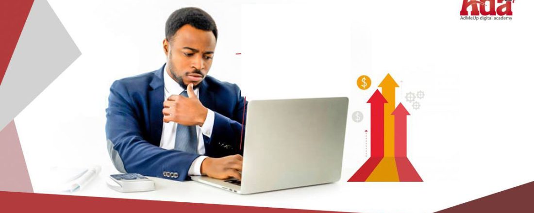 man sitting and manipulating his laptop contain ada logoand inscription